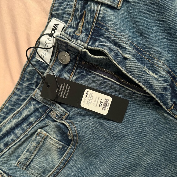 Fashion Nova Light Blue Distressed Flare Jeans - Picture 3 of 3